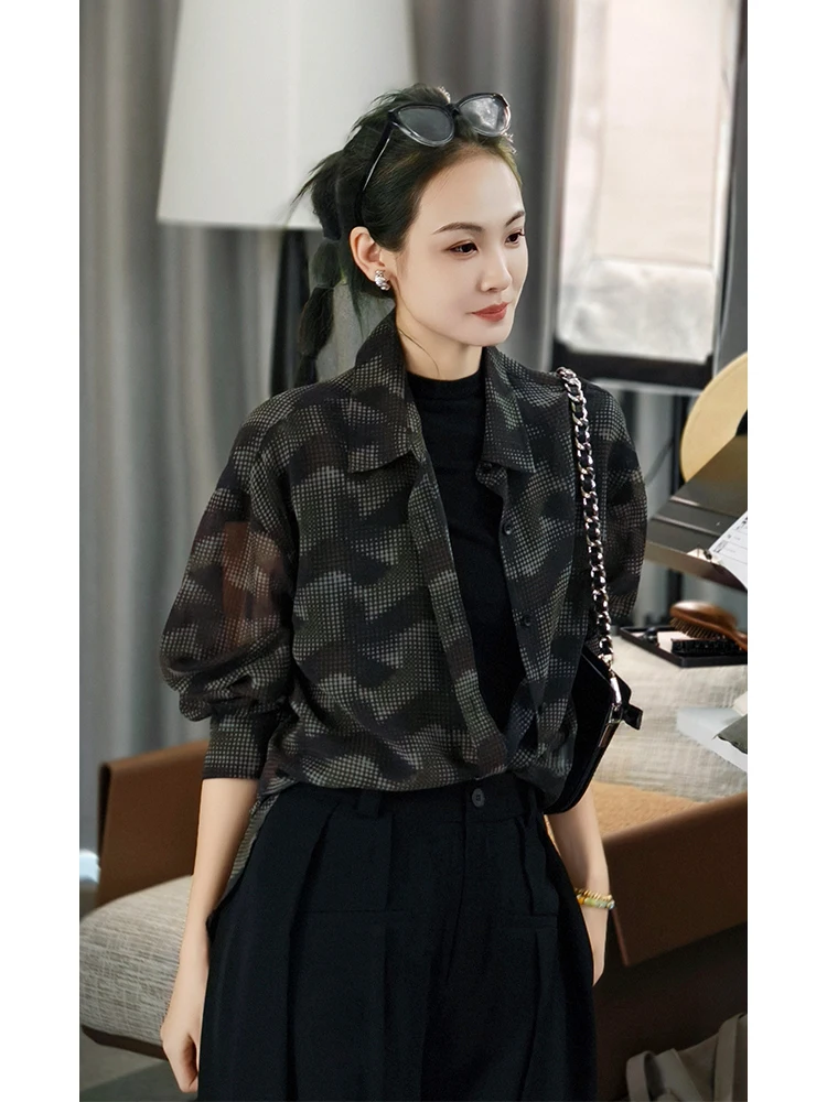 

Легкий шифоновый сарафан Meiyang Micro Drunken Mocha с принтом, свободного кроя, с воротником, из полиэфирного волокна