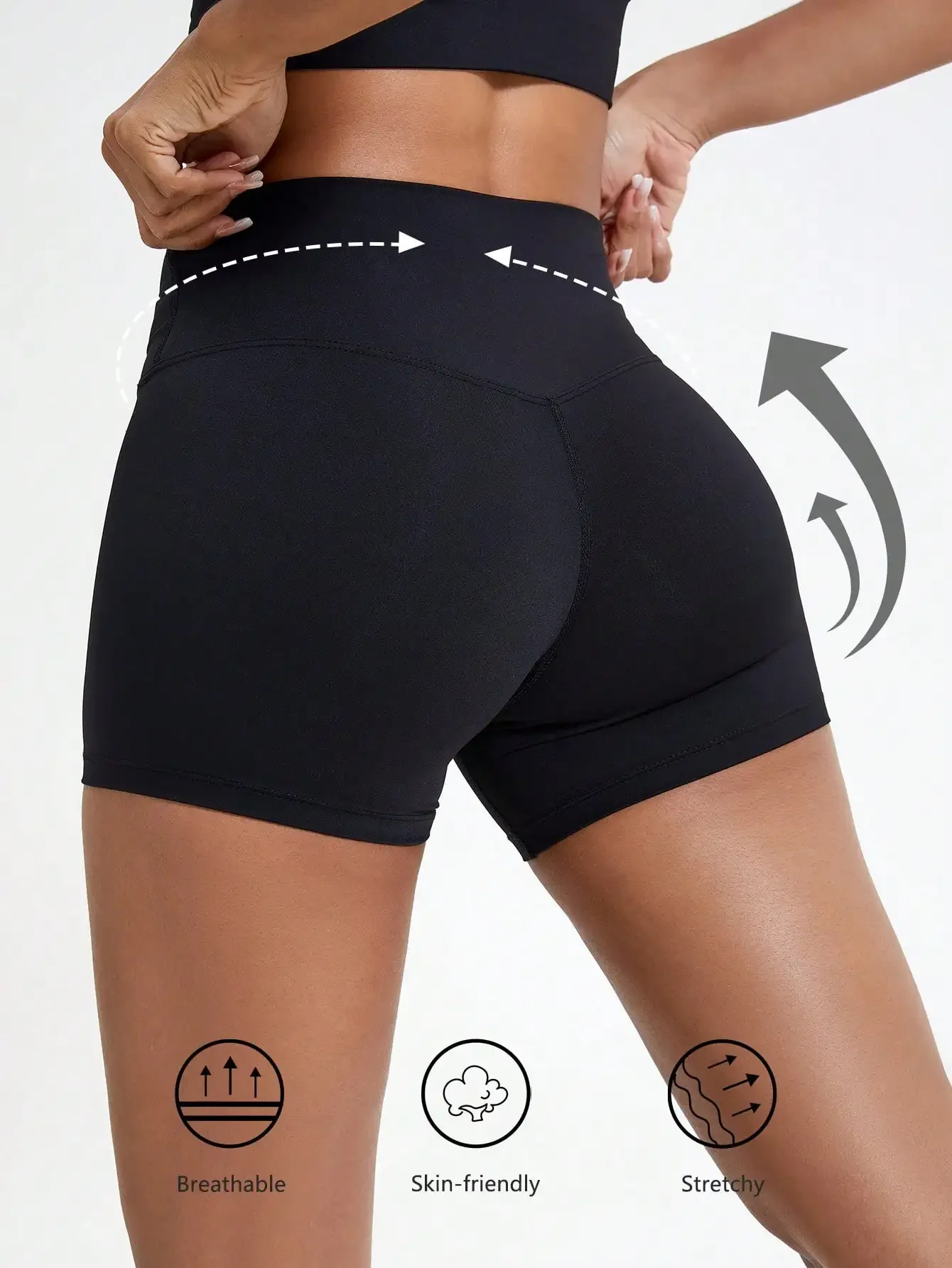 

1pc High Waist Yoga Shorts, Breathable Outdoor Fitness Running Training Cycling Shorts Sports