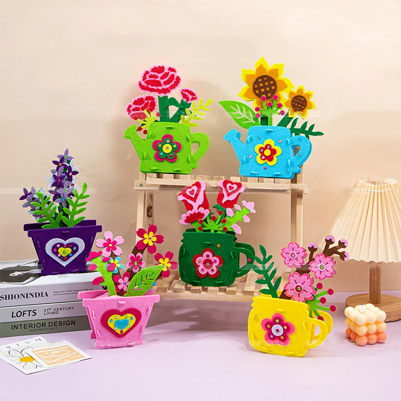 Creative DIY Non-woven Bouquet Material Package Kids Montessori Toys Handmade Craft Potted Plant Educational Toy