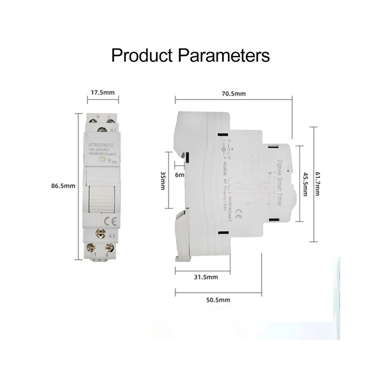 Tuya Smart Life ZigBee Circuit Breaker Din Rail 1P Single Pole Dry Contact Timer Relay App Remote Control Smart Timer