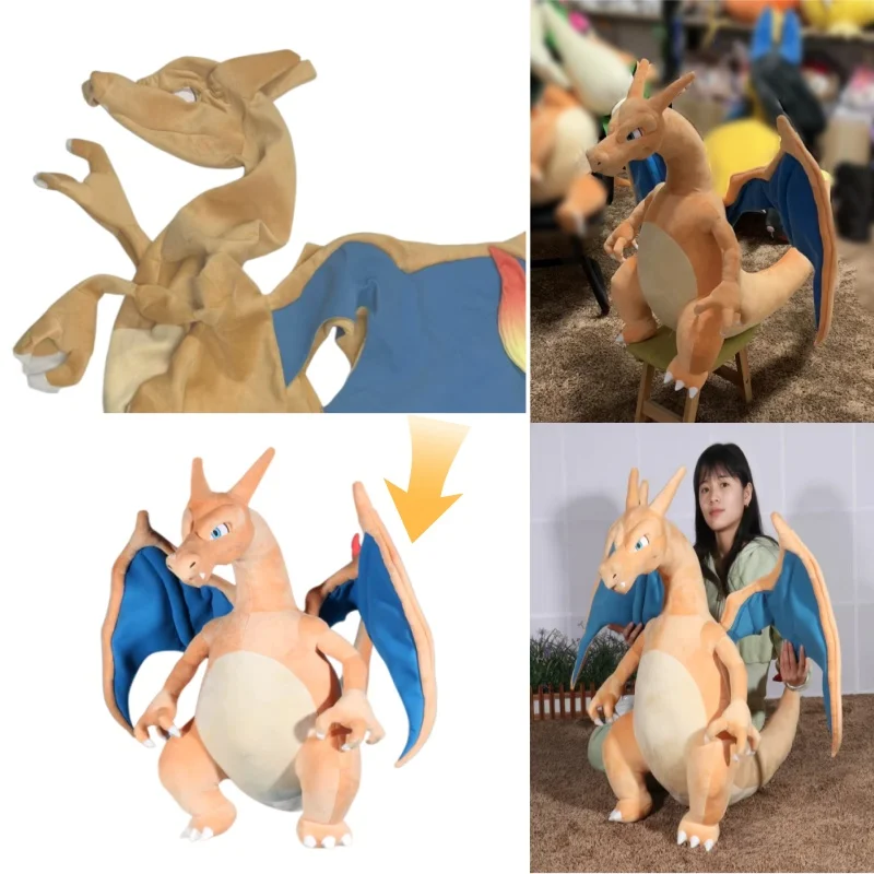 80CM Customize Just Clothing Big Size Pokémon Charizard Cartoon Anime Rizaadon Plush Leather Doll Just Clothing Anime Toy Gifts