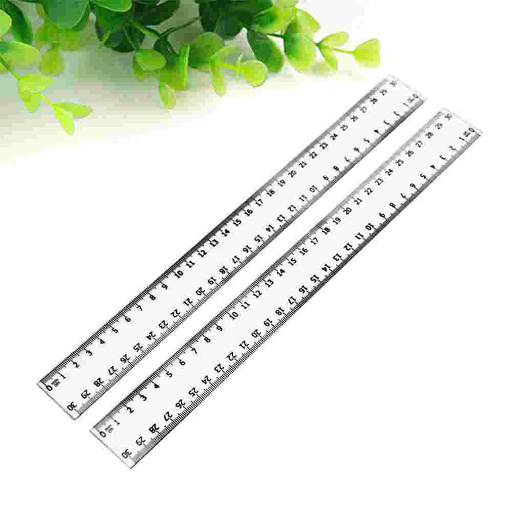 2 Pcs Measuring Rulermeasuring Tool Transparent Straight Twig Colored Pencils The 30cm Teaching Tools