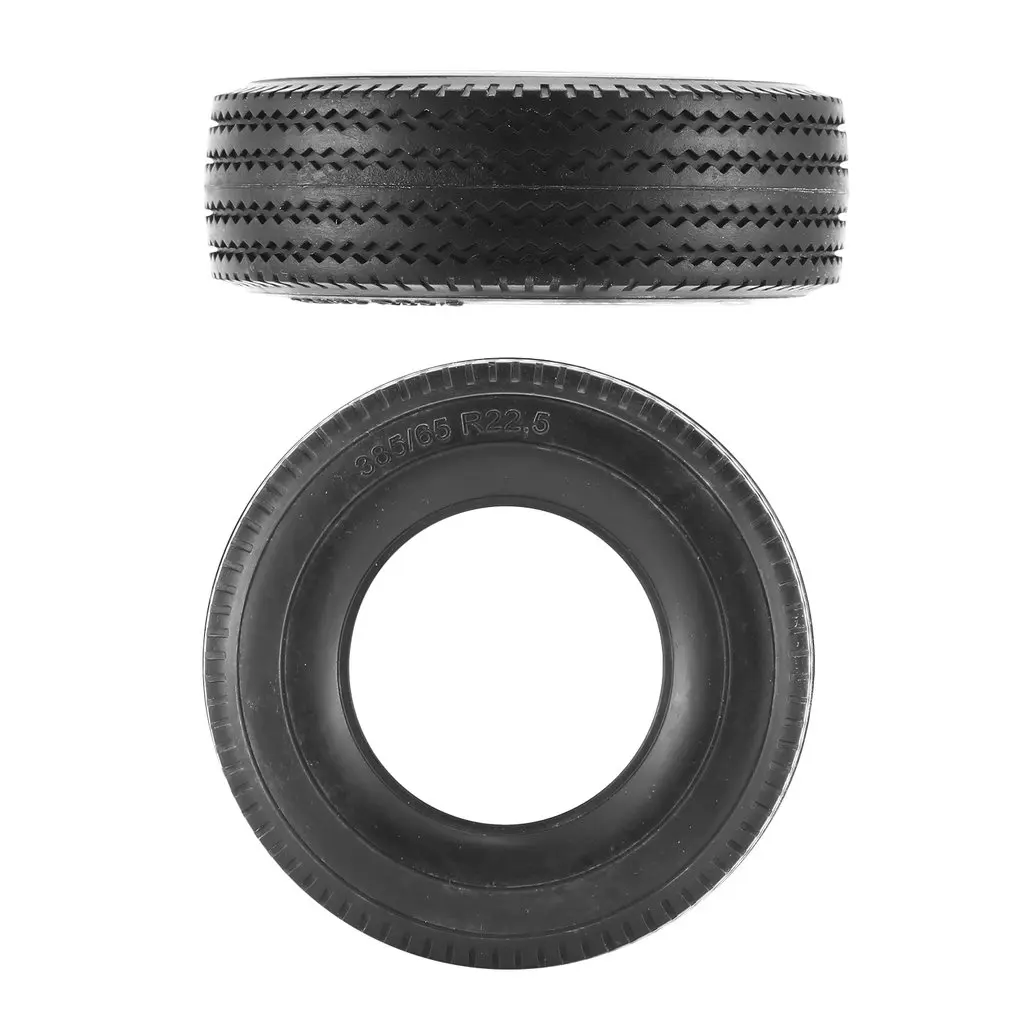 2/4pcs 385/65 R22.5 Hard Rubber Tires for 1/14 Tamiya RC Semi Tractor Truck Tipper MAN King Hauler ACTROS SCANIA Upgrade Parts