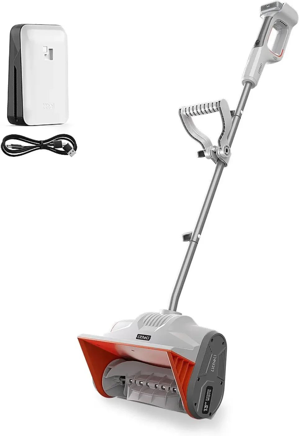 

20V Cordless Snow Shovel with Adjustable Handle, 13-Inch Brushless Battery-Powered Snow Blower with 4.0Ah Battery for Driveways,