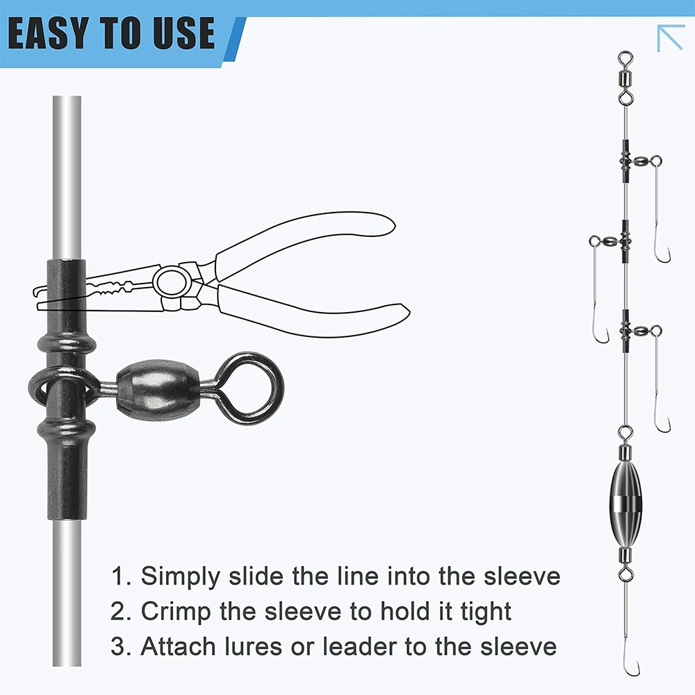 40Pcs Cross Line Crane Swivels Heavy Duty Brass T-Shape Three 3 Way Swivel Fishing Tackle Crimp Sleeve Fishing Swivels Connector