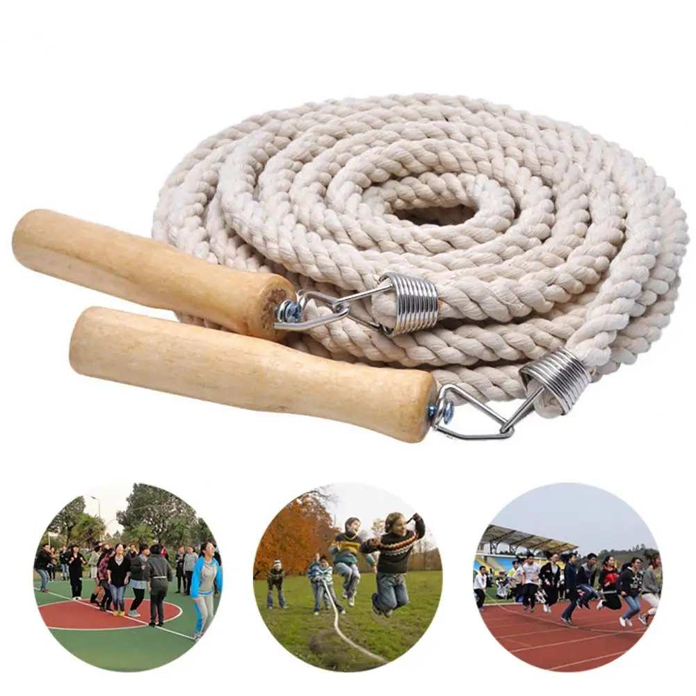 3/5/7/10m Thick Rope Electroplated Spring Group Skipping Rope Anti-slip Wooden Handles School Collective Long Jump Rope Sports E