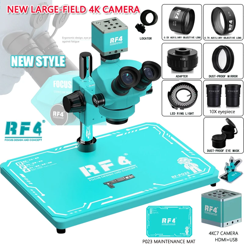 Microscopio Trinocular Industrial RF4 7050PRO con Zoom 7X-50X, Microscopio Electrónico de Gran Campo para Reparación de PCB de Teléfonos Móviles