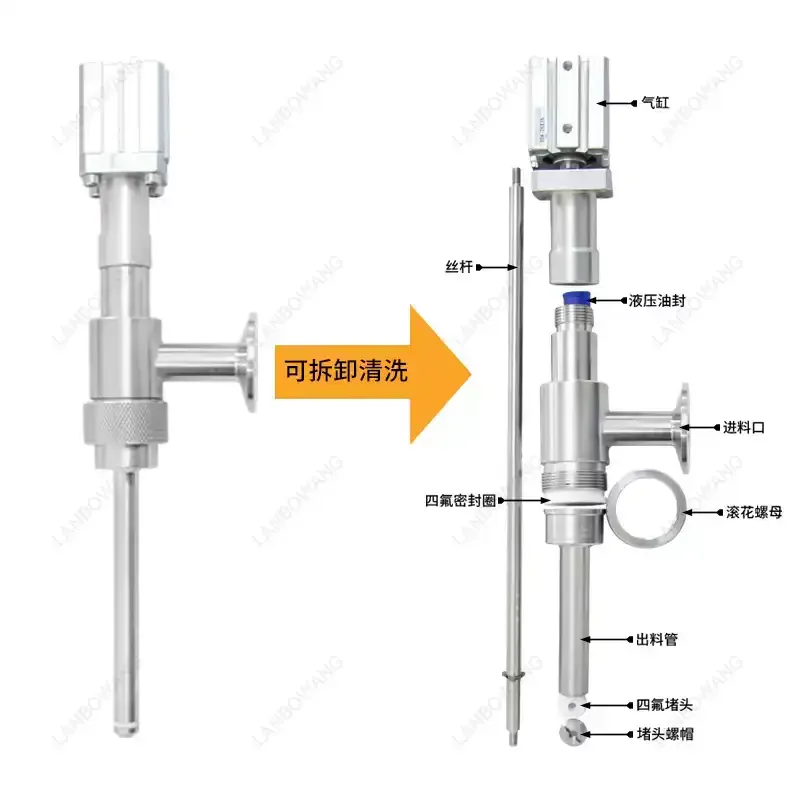 Suitable for Extended 50.5 Chuck Straight Head Quick Connect Filling Head, Anti Drip and Paste Dual-use 304 Stainless Steel