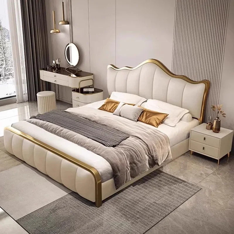 Aesthetic Marriage Bed European Minimalist Modern Bedroom Bed Storage Space Cama Matrimonio Multifuncional Luxury Furniture