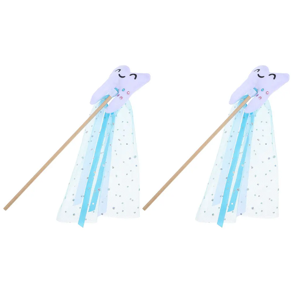 

2pcs Tooth Fairy Wand Tooth Shaped Stick Colorful Fairy Wands For Party Performance Festival Dress Up Props Role Play