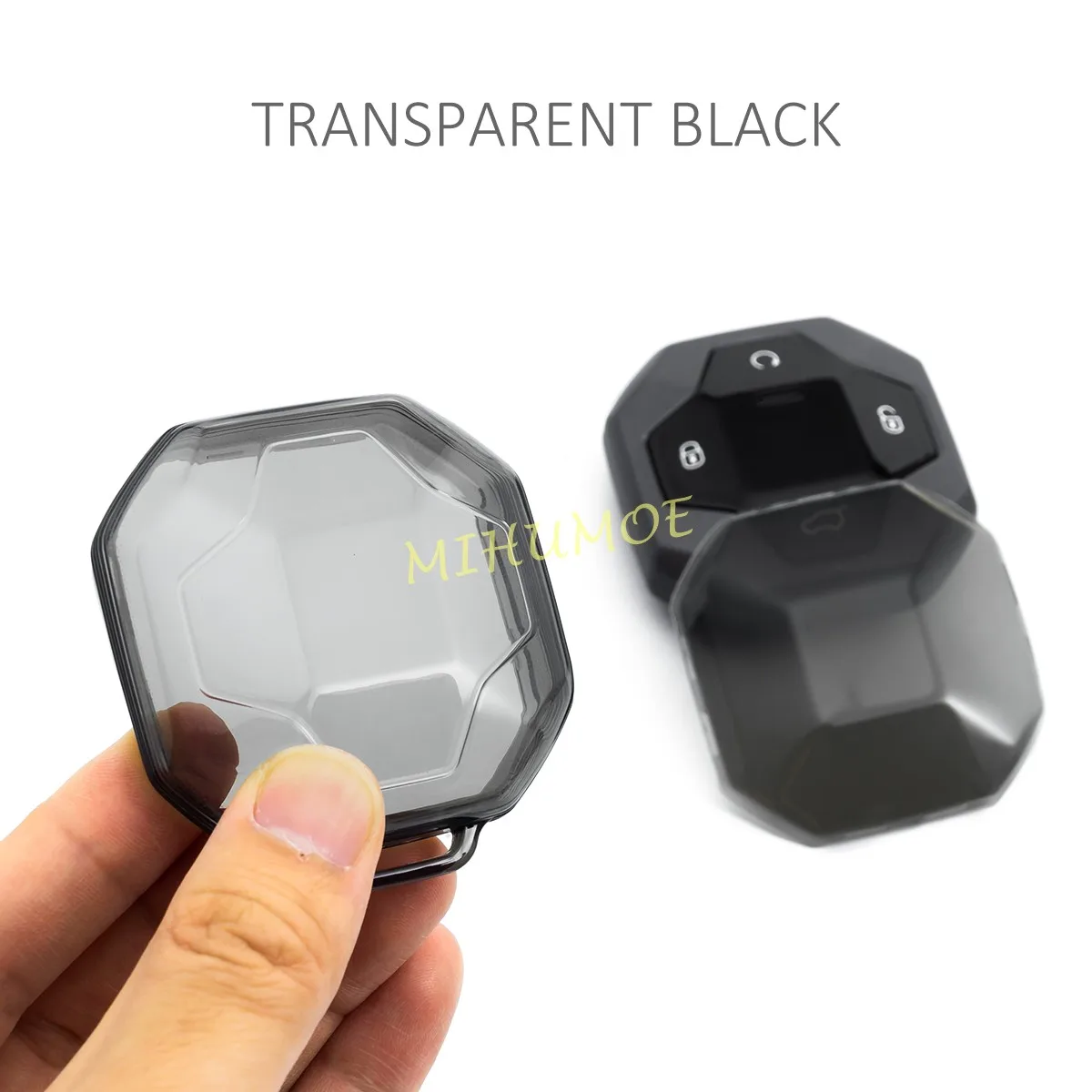 حافظة مفتاح السيارة عن بعد شفافة لـ Jetour T2 2024 2025 بولي يوريثان 4 أزرار غطاء حامي ملحقات أسود/واضح 2 قطعة #4