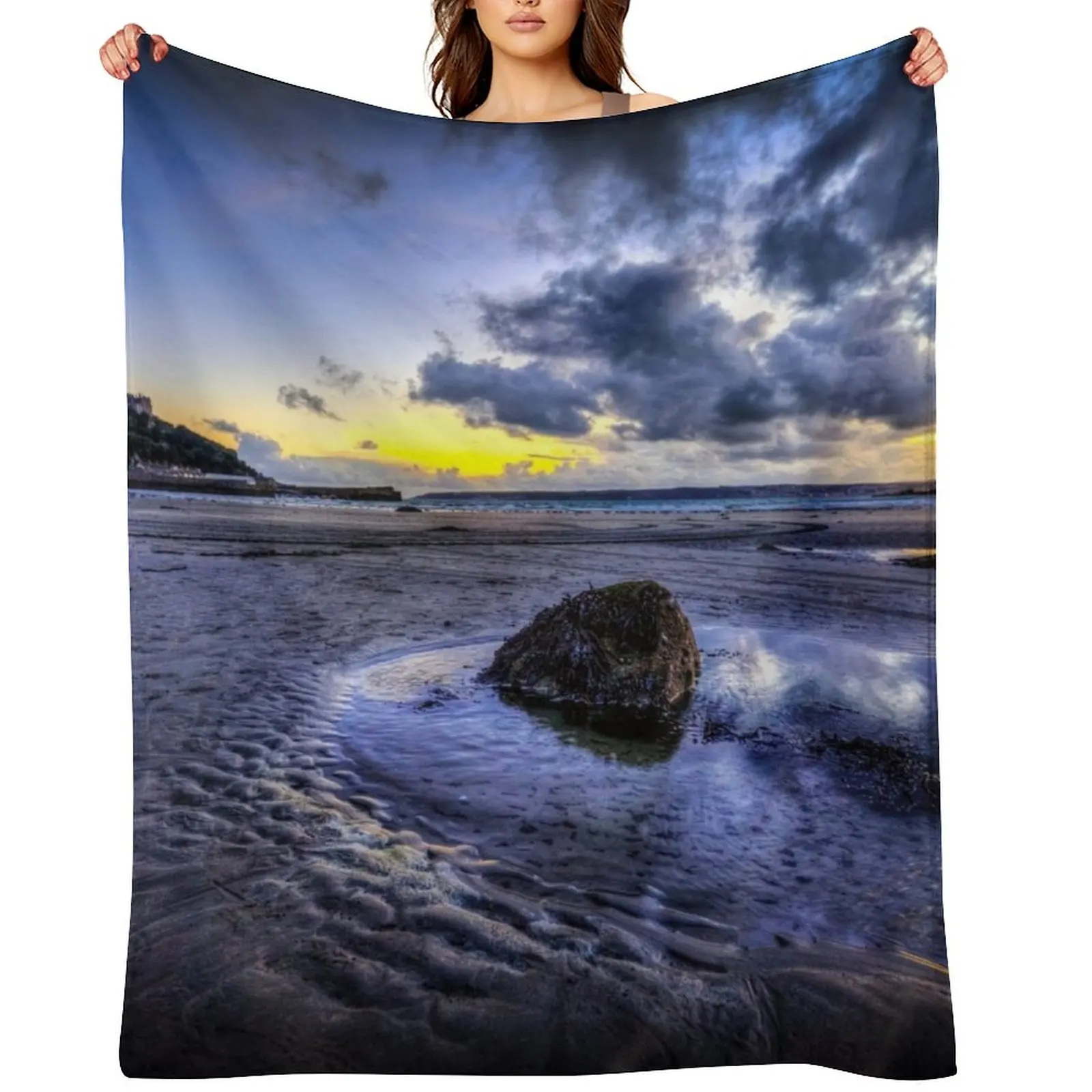 

St Michael's Mount Rock Pool, Cornwall Throw Blanket Sofas Thermal Plaid Kid'S Blankets
