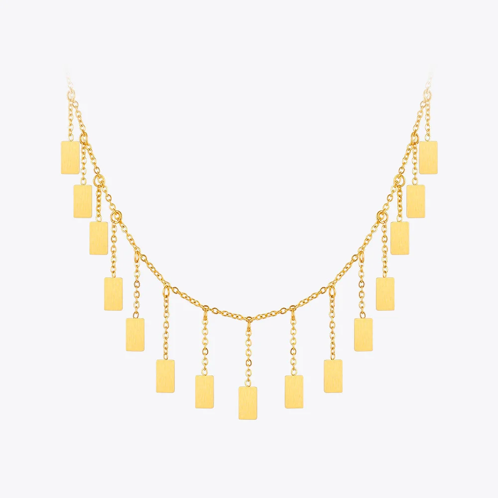 ENFASHION Royal Hanging Square Necklace For Women Gold Color Choker Necklaces Stainless Steel Collier Fashion Jewelry P213204