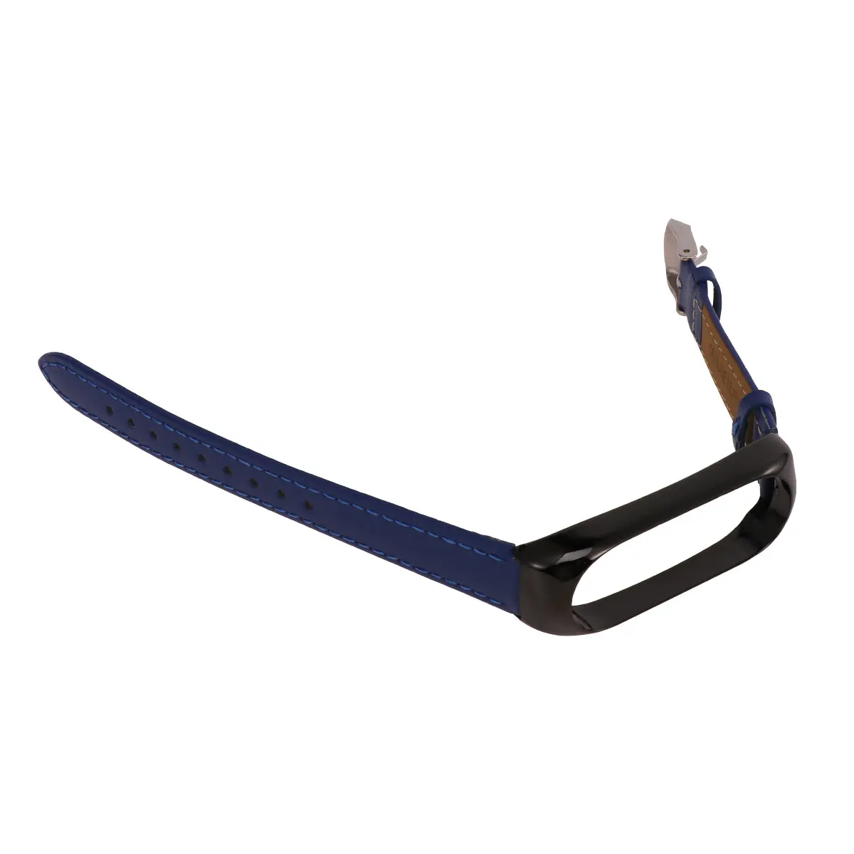 

1pc Alloy Wrist Strap Replacement Cowhide Watch Band Alternative Bracelet Compatible for Mi Band 4 Blue