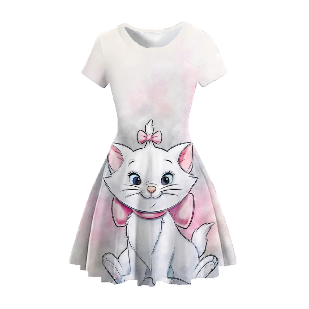 Marie cat series childlike funny cute girl dress cartoon print sweet gentle pleated skirt versatile short skirt