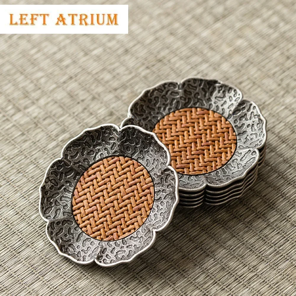 

2pc/set Creative Alloy Rattan Coasters for Coffee Cups Anti-scald Placemats White Tea Mat Tea Services Accessories Collection