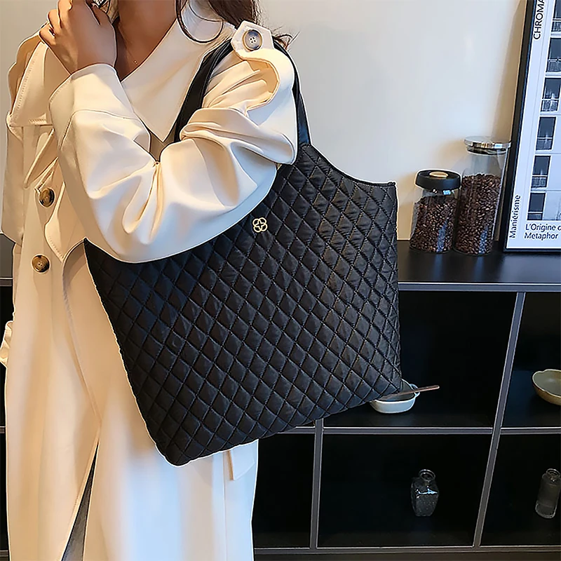 FOXER Women Black Plaid Large Capacity Handbag New Fashion Dating Tote Bag Female All Match Easy Commuter Office Top Handle Bags