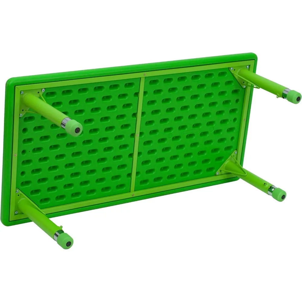 Mesa de atividade ajustável para escola e casa, mesa de plástico retangular para crianças, 24 "x 48" l, verde