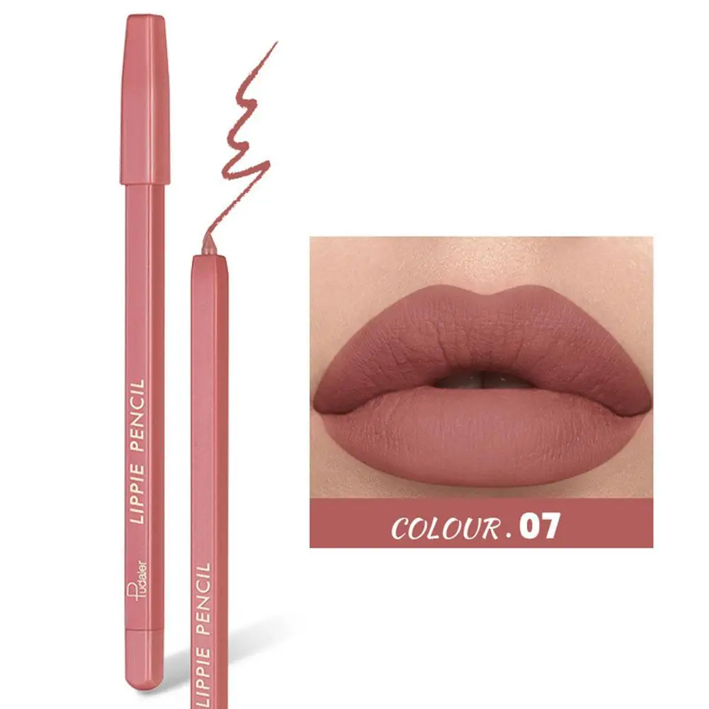 12 kleuren Matte Lip Liner Pen Make Up Waterdicht Fluwelen Naakt Mollige Lipliner Met Puntenslijper Tint Lipliner Potlood Contour Lip W0Q3