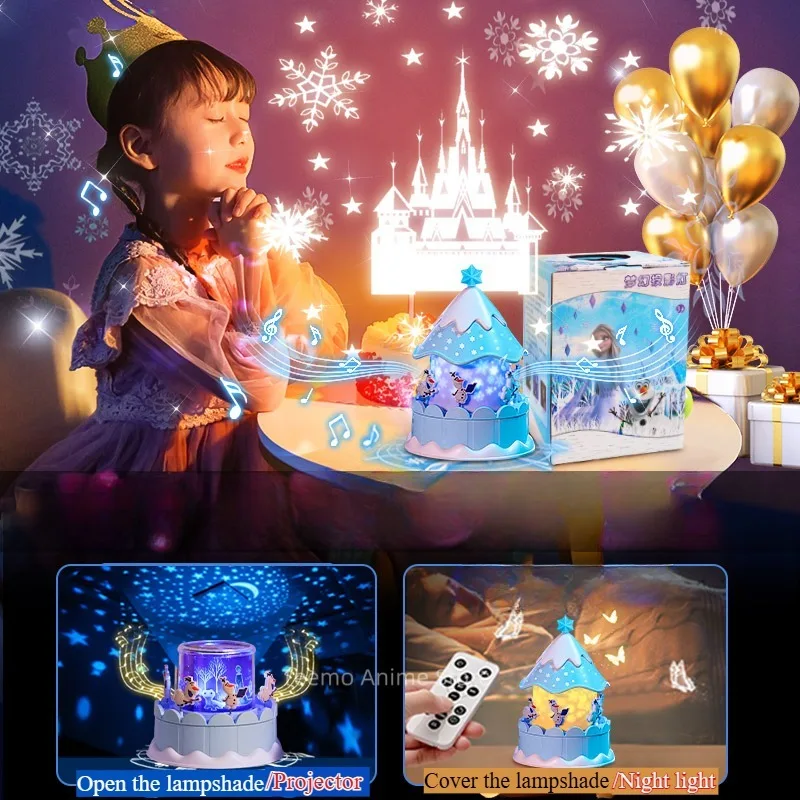 Disney Princess Elsa Cielo stellato Proiezione di luce Camera da letto Anime Atmosfera Sonno Luce notturna Compagno per bambini Giocattoli Regalo