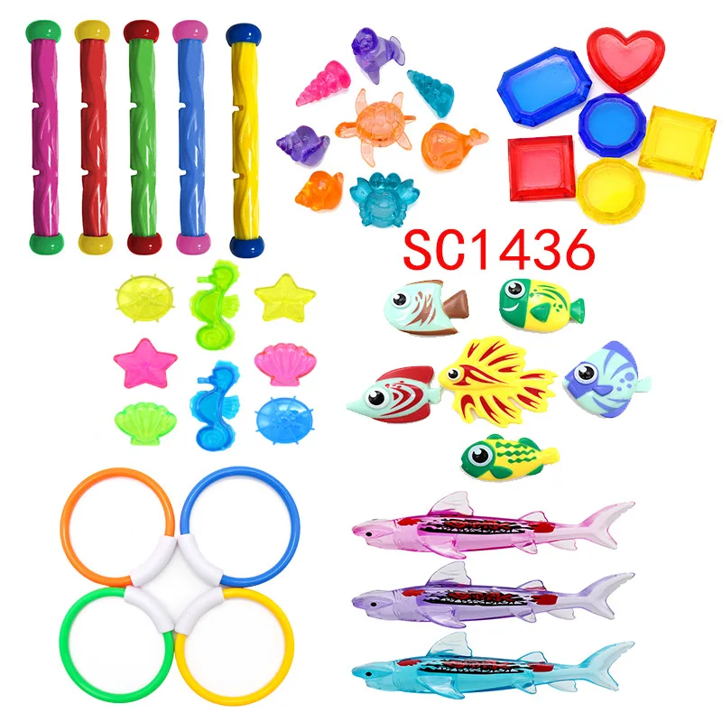 Diving Toys Set Swimming Pool Toys for Kids Diving Sticks Diving Rings Pirate Treasures Fish Toys Octopus Water Swim Bath Toys