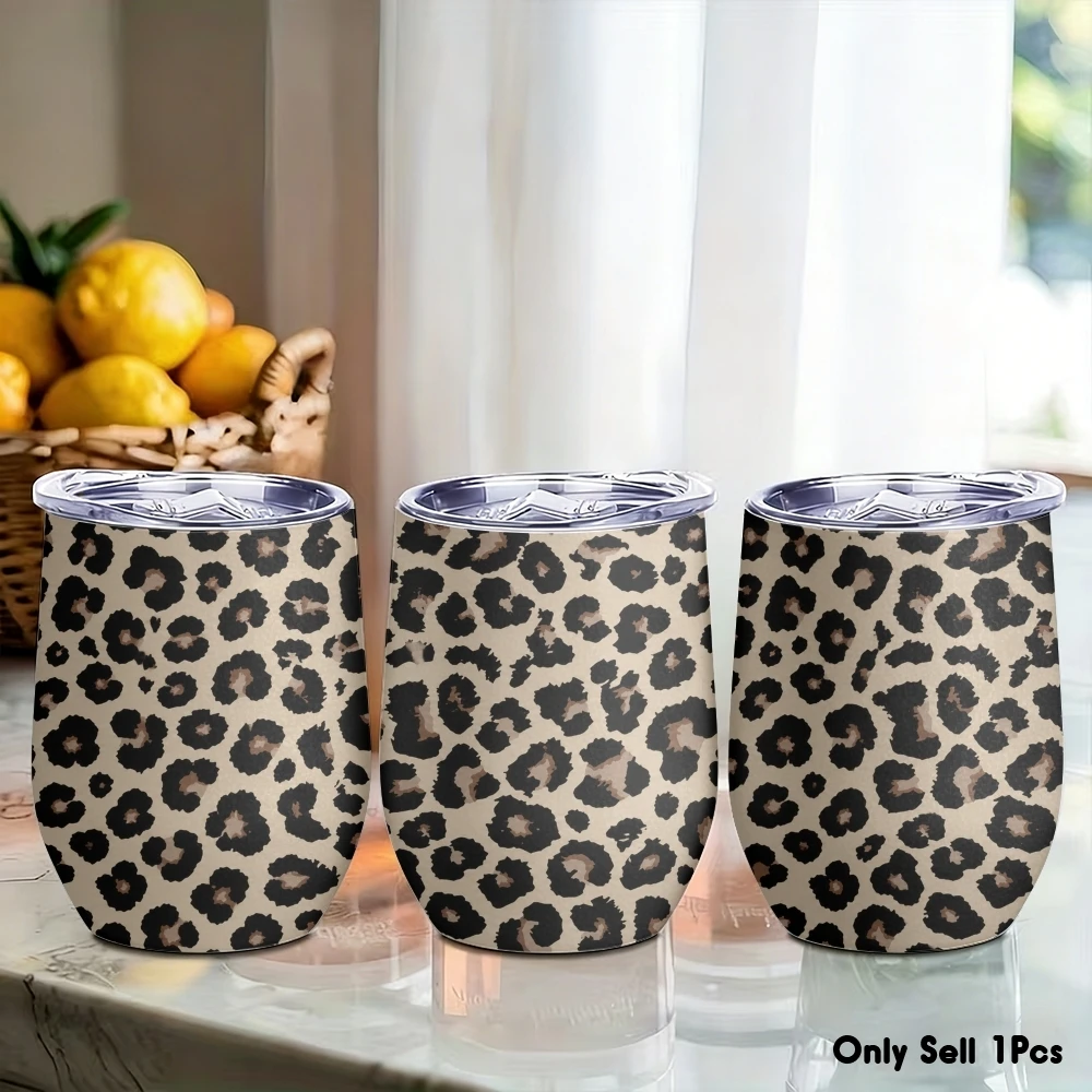 Leopard zebra cow print Vacuum Flasks 12oz Insulated Stainless Steel Mug with Lid Double Wall Vacuum Hot Cold Drink Cup