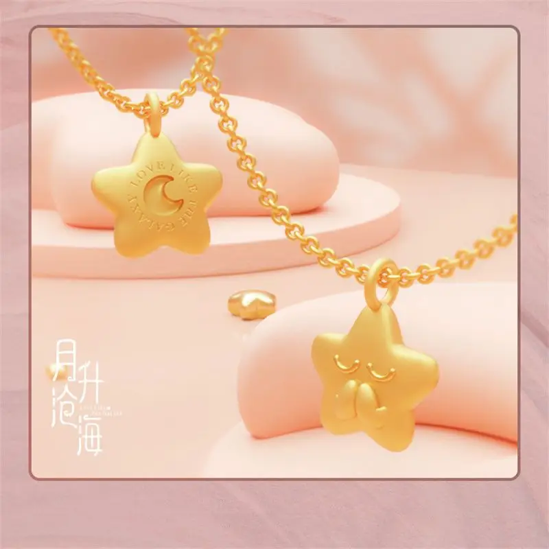

Wishing Star Necklace Boutique Fashion Trend Necklace Personality Friends Around "Moon Rising in the Sea" 2022 Original