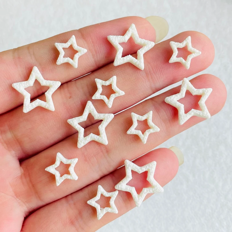 55 Pcs Mini Luminous Hollow Pentagram Series Nail Art Flatback Resin Figurines DIY atures Scrapbook Decor Crafts A137