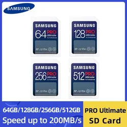 SAMSUNG Pro Ultimate SD Card SDXC 64GB V30 UHS-I Memory Card 128GB 256GB Read 200MB/s C10 SD Card for  4K Camera Laptop