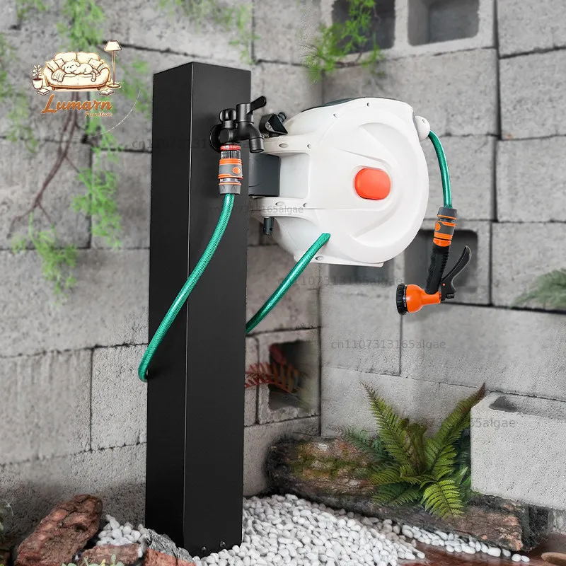 Outdoor faucet column, garden watering, home wash, automatic recycling, retractable water pipe, courtyard vertical water pipe tr