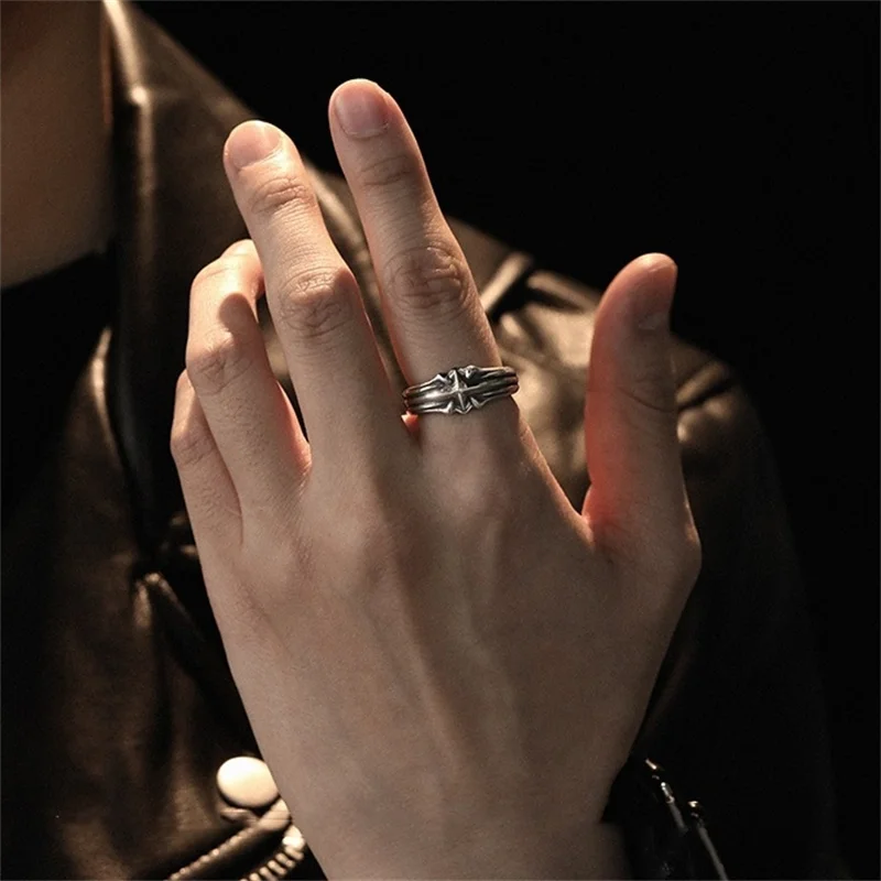 Men's Vintage Relief Star Ring, Open Size