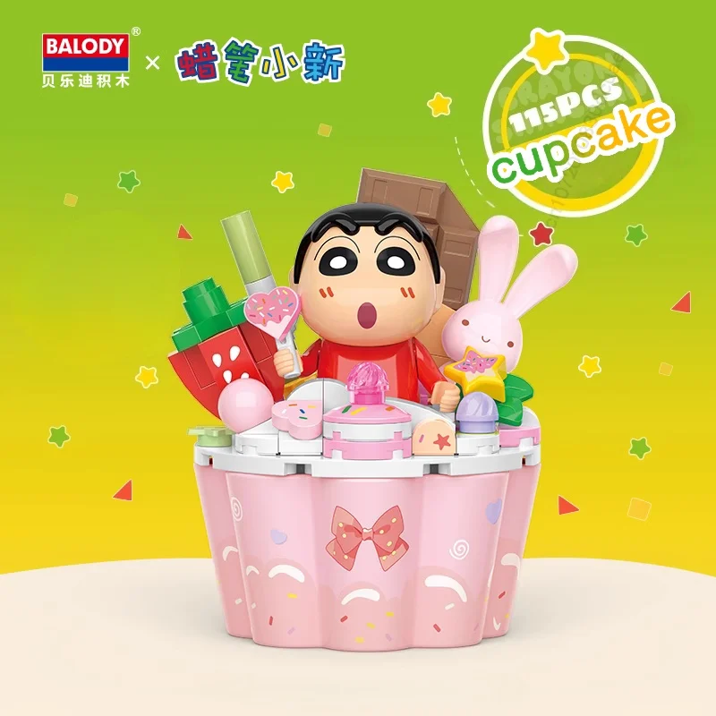BALODY Crayon shin-chan assembler des blocs de construction délicieux série Dim Sum jouet modèle bureau Collection ornement cadeau d'anniversaire