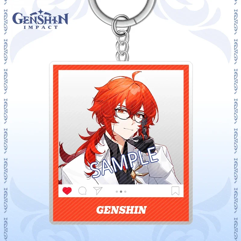 Anime Genshin Impact Kamisato Ayato Xiao Cosplay Through Card Key Chain Fashion Collection Acrylic Pendant  Ambitus