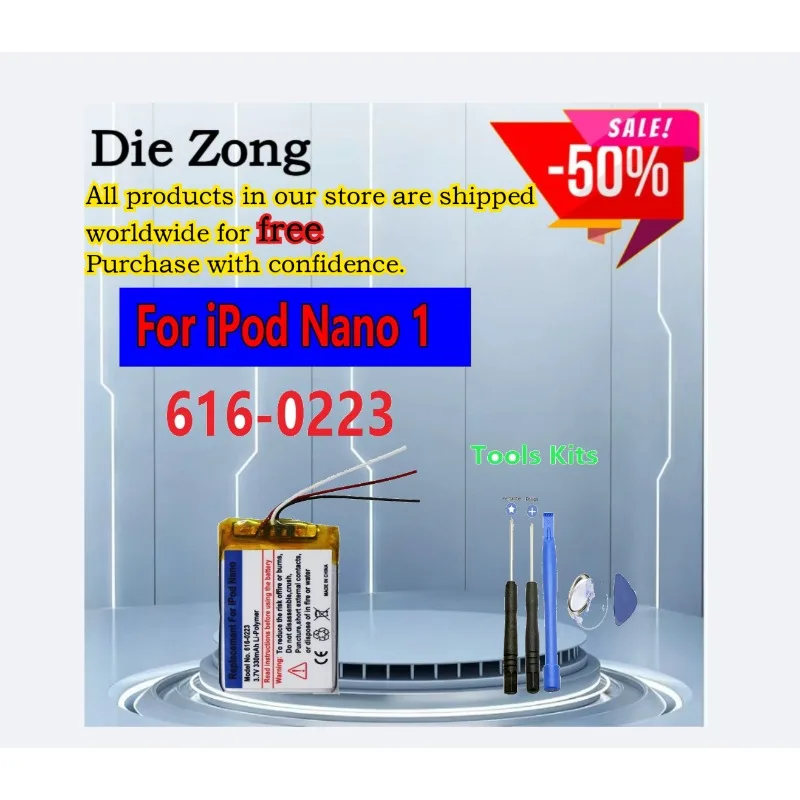 

616-0223 616-0224 Original Battery For ipod Nano1 1st Gen Generation MP3 A1137 Nano 1 616-0223 Batteries +free tools