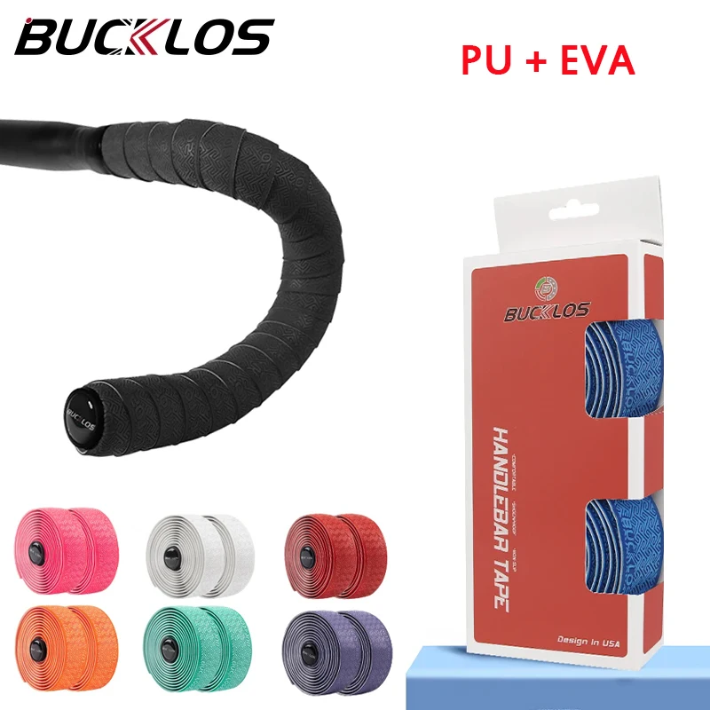 BUCKLOS Road Bicycle Handlebar Tapes Anti-Vibration Bar Tape EVA/PU Bike Anti-Skid Handles Wrap W/ Bar End Plugs Cycling Parts