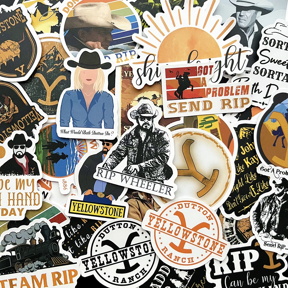 50Pcs TV Season Yellowstone Red Dead Redemption Stickers For Notebook Skateboard Bicycle Motorcycle DIY Waterproof Toys Sticker