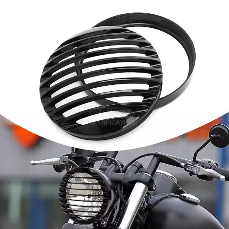 

Retro Aluminum Alloy 6.38‘’ Motorcycle Black Front Headlight Grill Cover or Harley Sportster XL 883 Iron 1200 2004-up XL1200