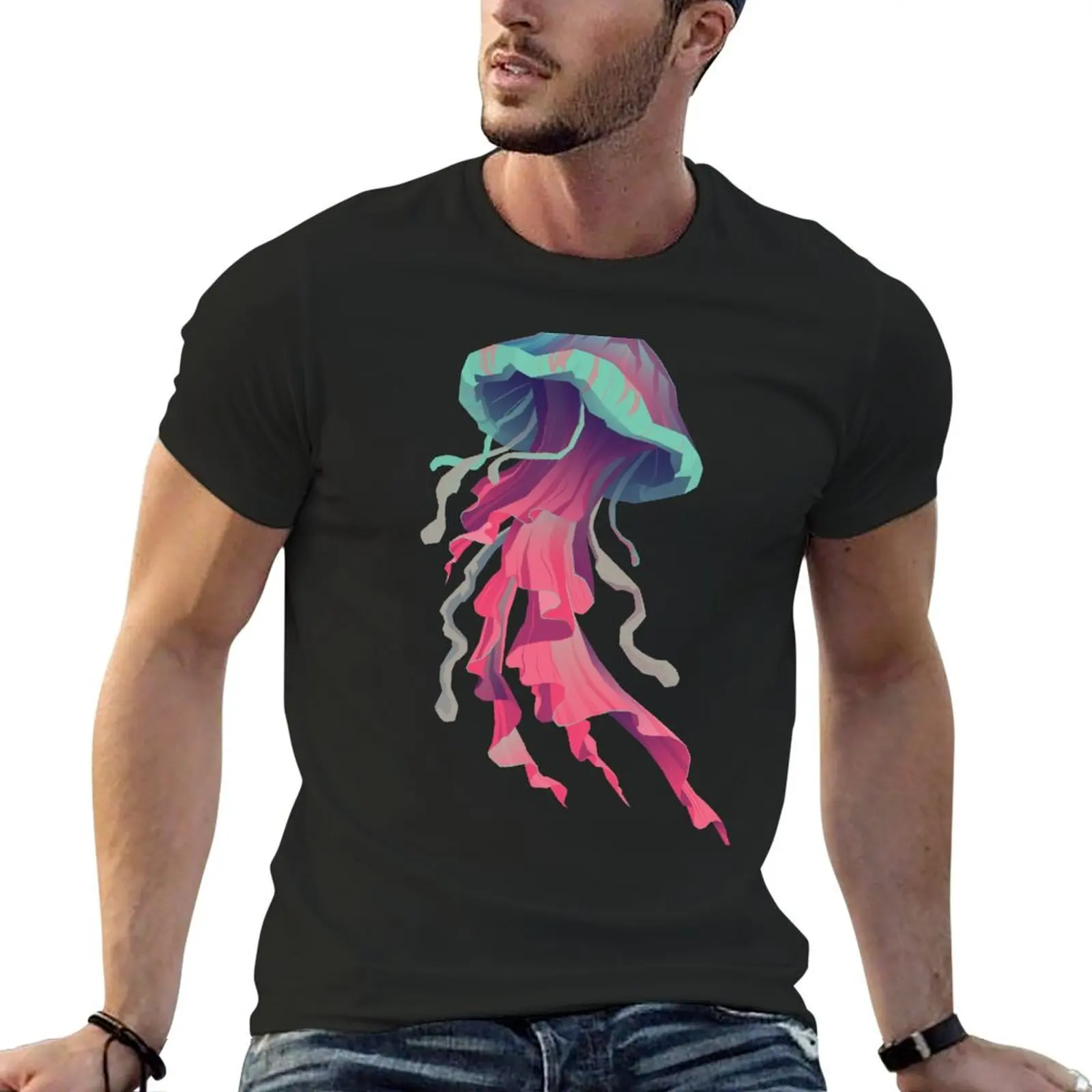 

Electric Jellyfish T-Shirt anime figures sports fans oversized men workout shirt