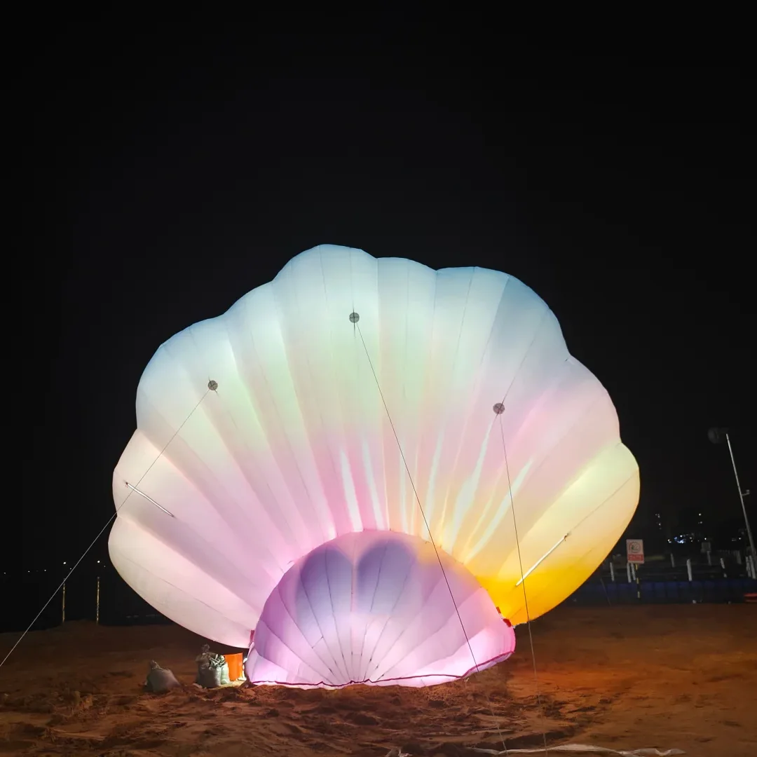 Giant Inflatable Shell/Clam with White LED Light Air Blow Seashell Marine Animal Nightclub DJ Decor Event Advertising Props