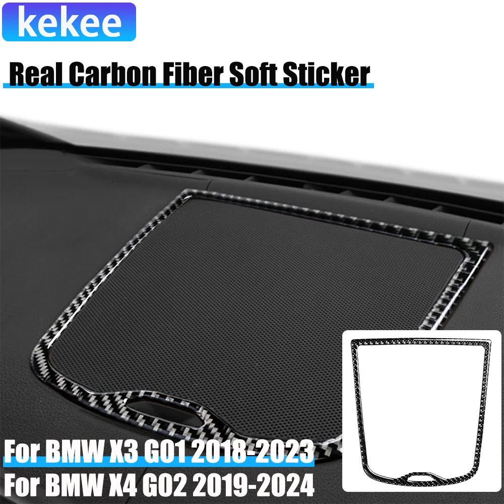

Real Carbon Fiber Car Accessories Dashboard Speaker Decorative Cover Soft Sticker For BMW X3 G01 2018-2023 X4 G02 2019-2024