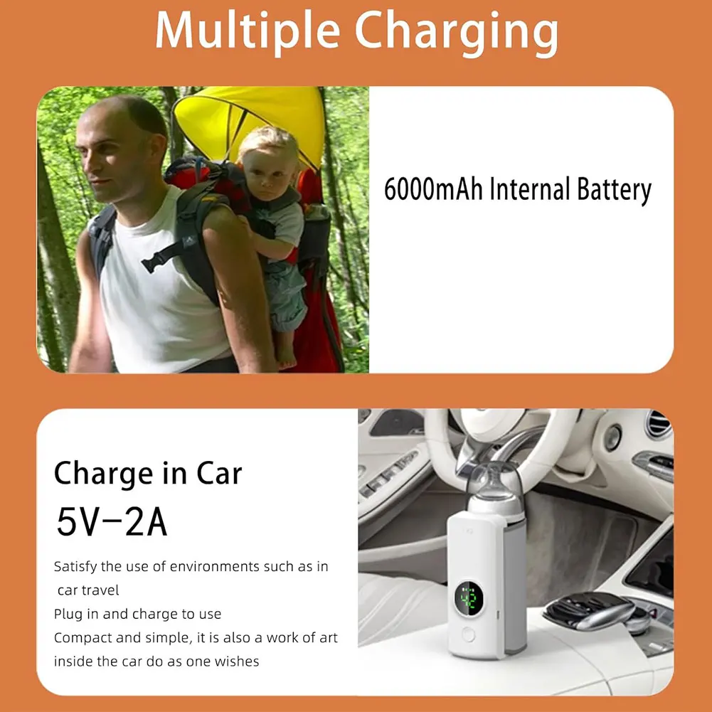 

Portable Bottle Warmer Rechargeable Cordless Milk Warmer Travel Warmer for Comfortable Baby Feeding On The Go