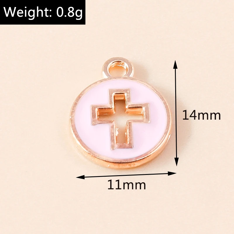 Leslie 10pcs/lot 11*14mm Enamel Charms Hollow Cross Charms Pendants for Earrings Necklaces DIY Jewelry Making Accessories