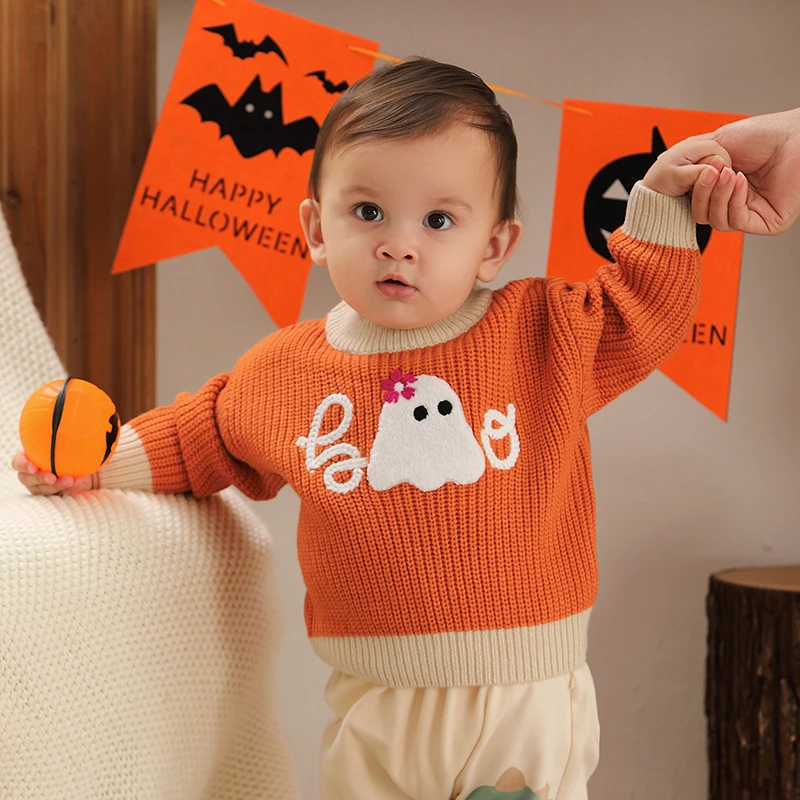 

Halloween Baby Sweaters Funny Pumpkin Newborn Girl Boy Pullover Long Sleeve Autumn Infant Children Clothes Knitted Tops Overalls