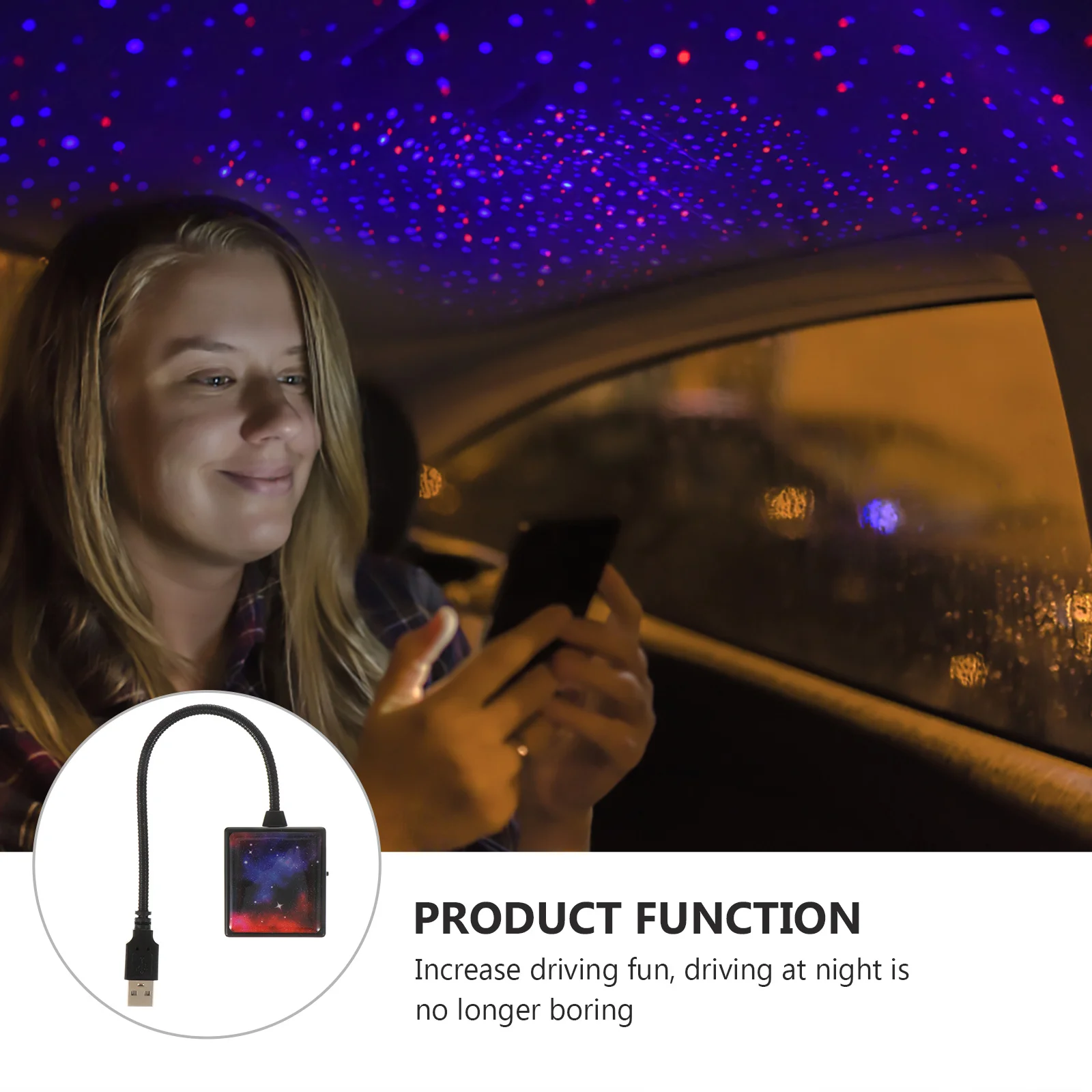 جهاز عرض على شكل نجمة ضوء السقف USB للسيارة، تجربة بصرية رومانسية داخلية، مواد عالية الجودة تدوم طويلاً