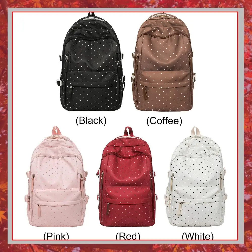 

Cute Polka Dot Laptop Backpack Large Capacity Travel Backpack Bookbag for Female Elementary & Middle Students