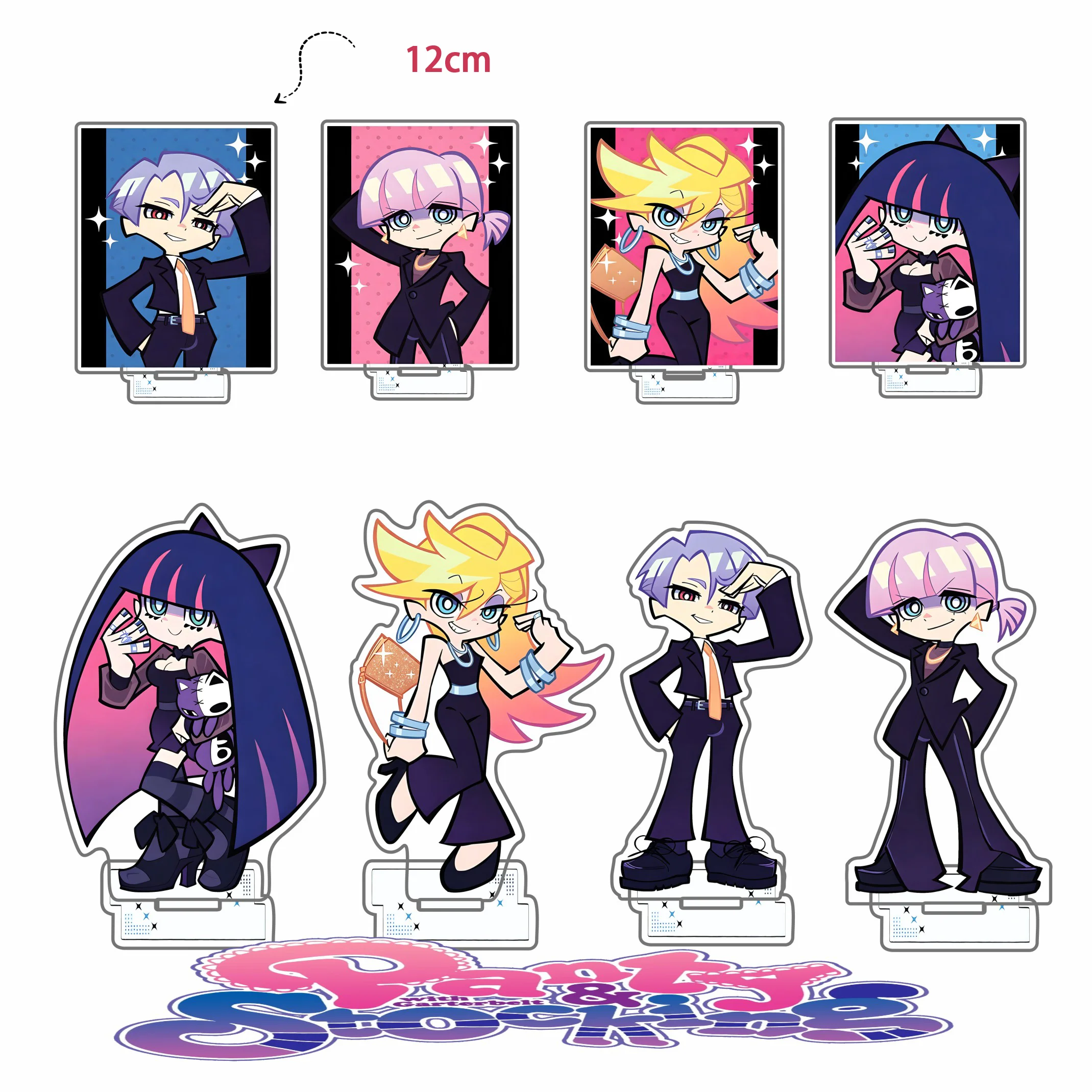 12/15CM Panty & Stocking！Stocking Anarchy High Transparency Double-Sided Printed Acrylic Stand Keychains  Cosplay Figures Gifts