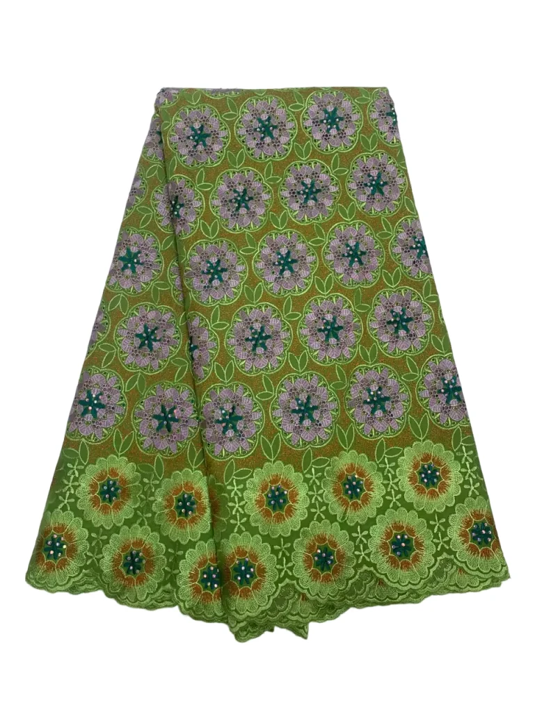 

New African Punching 100% Cotton Lace Nigerian Swiss Voile Fabric In Switzerland 2025 High Quality Embroidery Traditional Dress