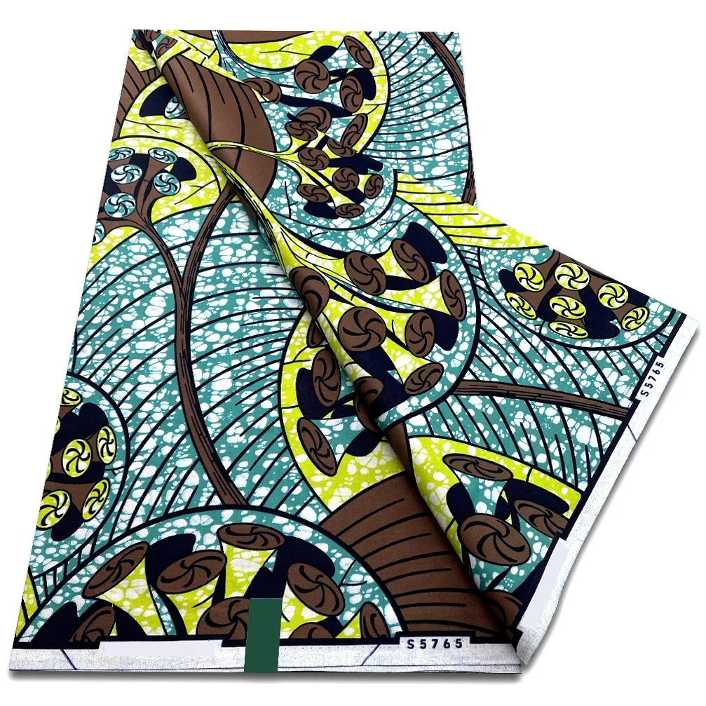 

Африканская высококачественная восковая ткань Анкара с настоящими принтами, мягкая ткань Pagne, 100% хлопок, новый супер материал Tissu, 6 ярдов ﻿