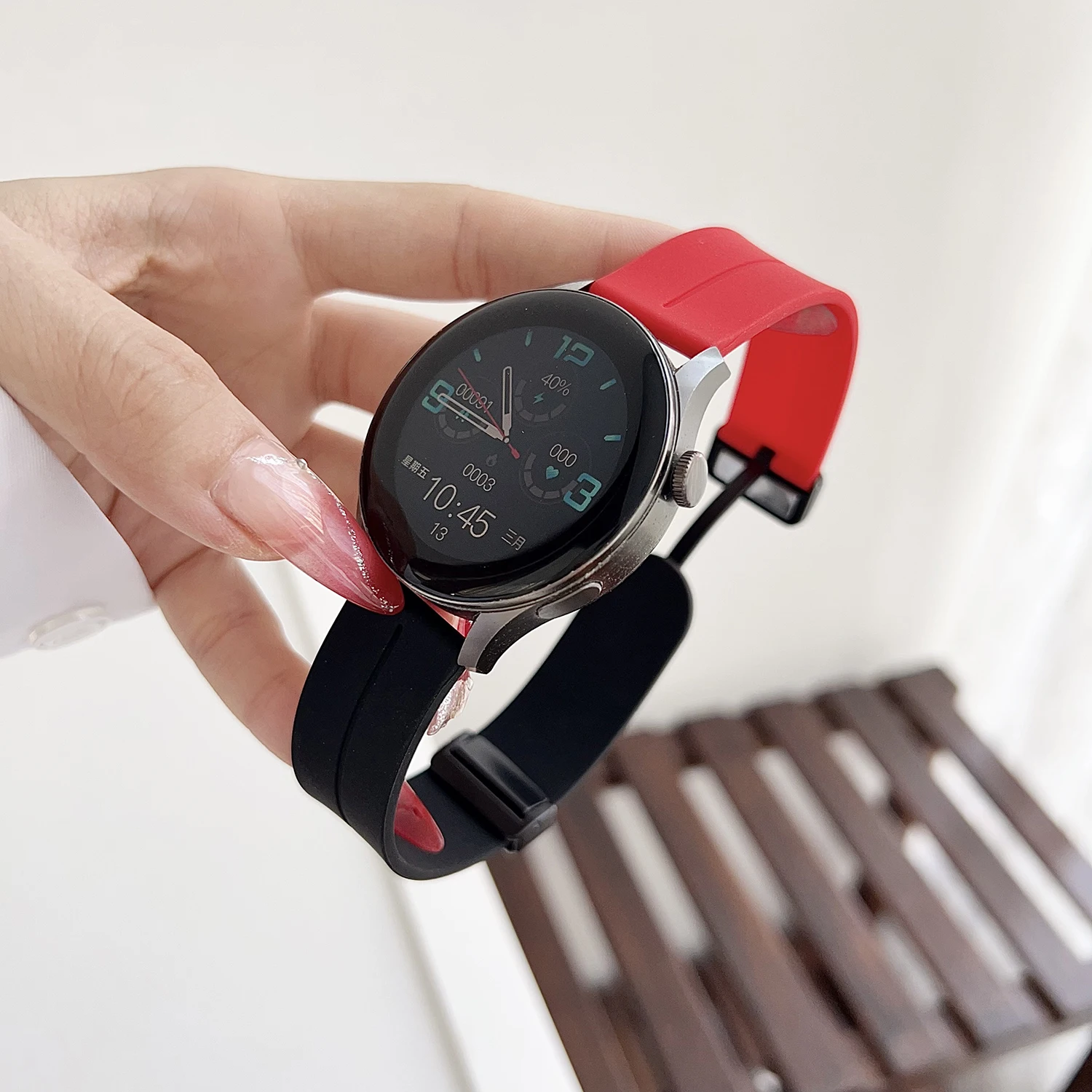 

Universal 18/20/22mm color blocked sports strap suitable for Samsung Watch series suitable for Huawei series GT silicone strap