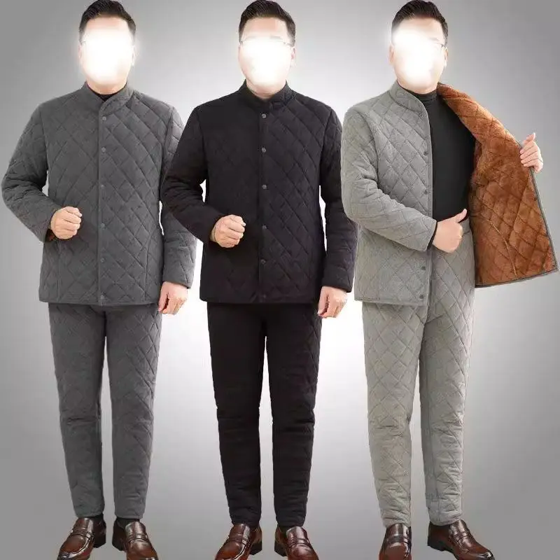 

Мужской комплект теплого нижнего белья Thiened Fce, хлопковые джерси и брюки для папы, хлопковая одежда и пар, зимний кардиган Sle